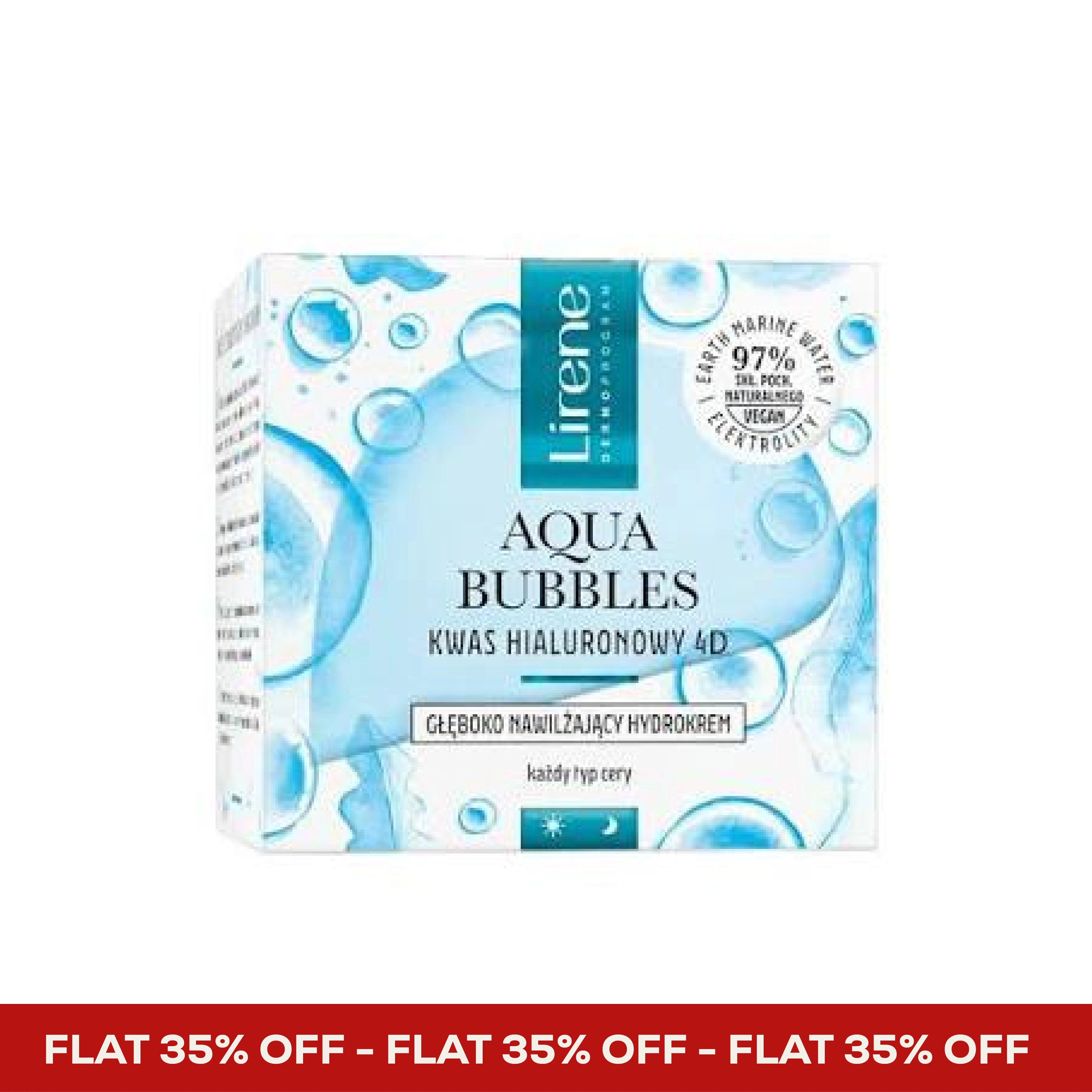 Lirene Aqua Bubbles Hyaluronic Acid 4D hydrocream box, vegan, for all skin types